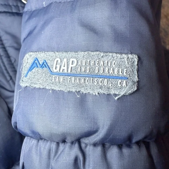 GAP Navy Down Puffer Coat 12-18 months - Picture 6 of 8